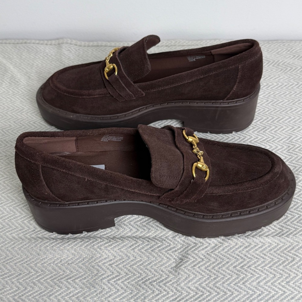 Steve Madden Loafers Womens 9.5 Brown Suede Horsebit Chunky Old Money Preppy - Picture 3 of 8